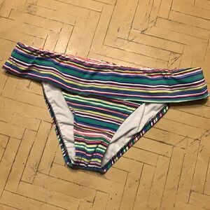 Ella Moss Pink & Blue Bikini Bottom M Stripe Fold